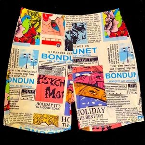 News print biker shorts
